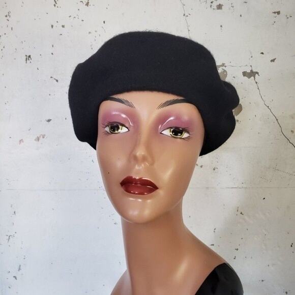 NEW Beret Women's Academia Cottagecore Soft Wool Blend Artsy Black Hat - Picture 3 of 8